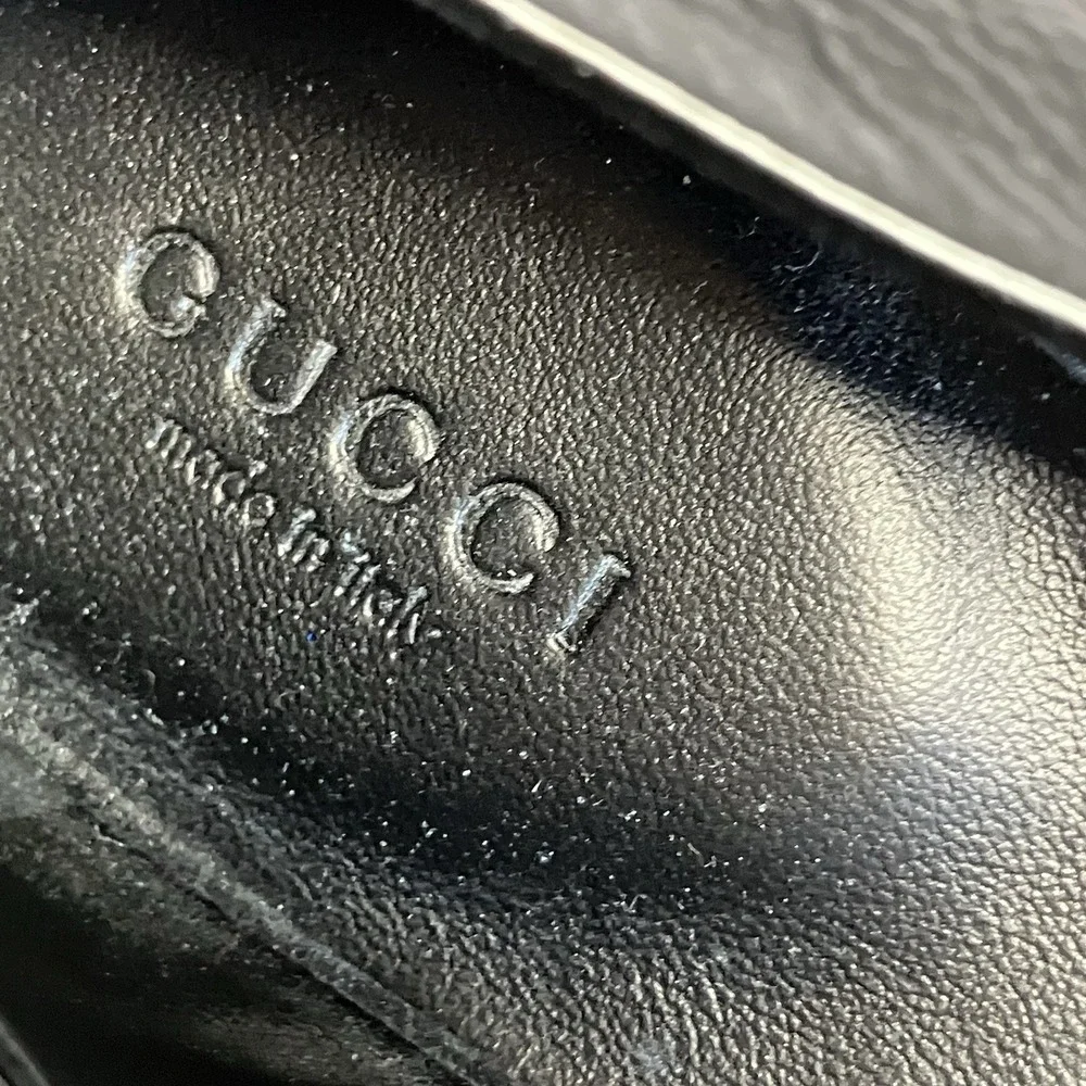 Gucci Ballet‎ Flats Womens Size 37EU 7US Black Leather Buckle Peep Toe
